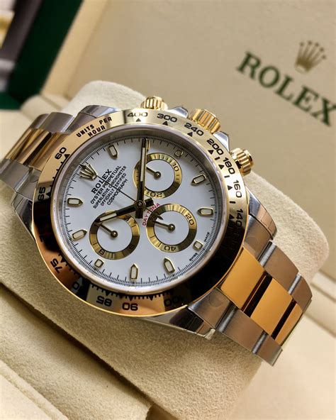 rolex daytona steel and gold white face|Rolex daytona white gold price.